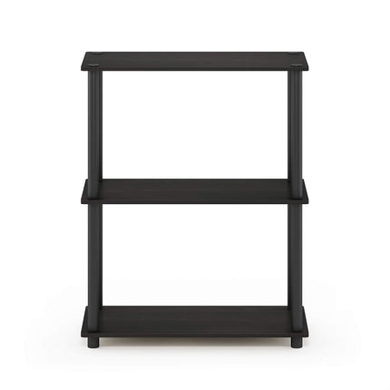 Furinno TURN-N-TUBE Storage Shelves, 3-Tier Book Shelf, Corner Shelf, Toolless Open Shelves, for Organization and Storage, Living Room, Garage, Home Office, Espresso