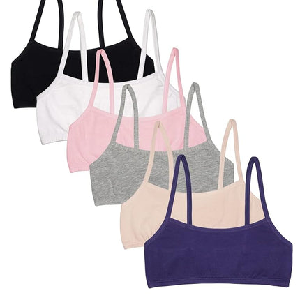Sujetador deportivo de tirantes finos de algodón para niñas Fruit of the Loom, arándano/negro/gris/blanco/arena/rosa, 36, arándano/negro/gris/blanco/arena/rosa, 36