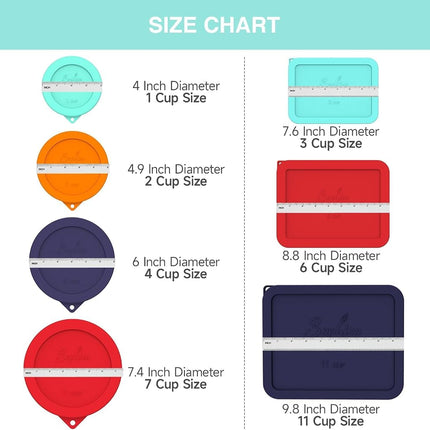 Sophico 2 Cup Round Silicone Storage Cover Lids Replacement for Pyrex 7200-PC and Anchor Hocking Glass Bowls (Container not Included) | MIX-4 PACK |