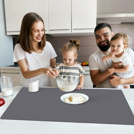 Extra Large Silicone Mat for Kitchen Counter, 31.5x16.9 Inch Heat Resistant Mat Countertop Protector, Non-Stick and Thick Silicone Pad Silicone Baking Mat for Dough and Pastry, Dark Gray