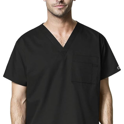 WonderWink 100ABLACSM WonderWORK Unisex V-Neck Top, Black, Standard-S Size