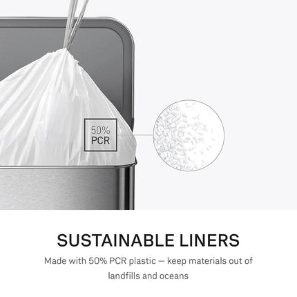 simplehuman Code G 100 Count,Genuine Custom Fit Liners, Drawstring Trash Bags in Dispenser Packs, 30 Liter / 8 Gallon, White