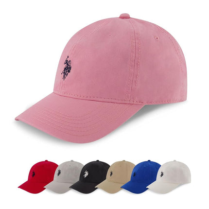 U.S. Polo Assn. Men's U.s Polo Assn. Cotton Adjustable Curved Brim With Embroidered Small Pony Logo Baseball Cap, Pink, One Size UK