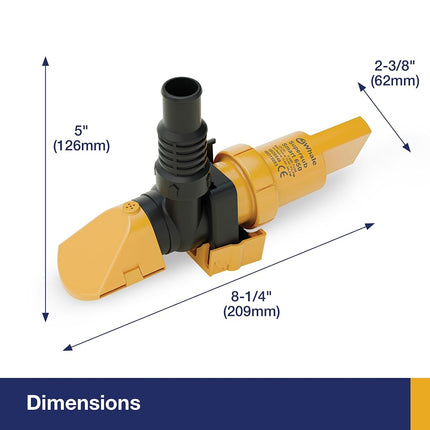 Whale SS5212 Supersub Smart 650 Electric Bilge Pump, Suitable for Use with Fresh or Salt Water, 12V DC, 3.4 Amps, Open Flow Rate of 650 GPH @ 13.6V DC, 16 AWG Wire, ¾-Inch and 1-Inch Hose Connections