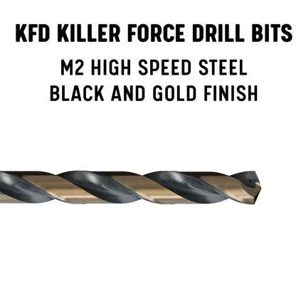 Drill America KFD39P12#39 High Speed Steel Black & Gold KFD Split Point Drill Bit (Pack of 12), KFD Series