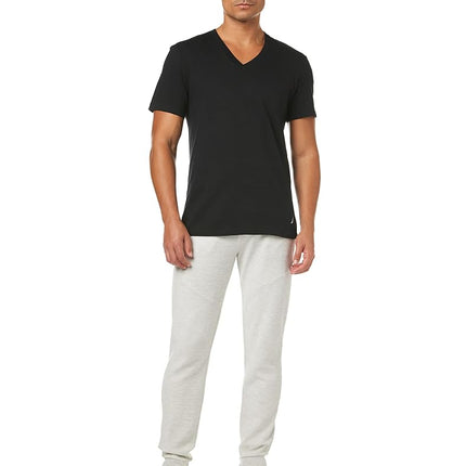 Nautica Men's Cotton V-Neck T-Shirt-Multipack, New White/Black/Heather Grey - 3 Pack, XL