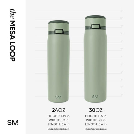 Simple Modern Mesa Loop Water Bottle with Straw | 30oz Cup Holder Friendly Insulated Stainless Steel Bottles for Travel, Sports and School | Eucalyptus Mix