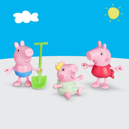 Peppa Pig Siblings Beach Day Playset with 3 Figures and 5 Accessories