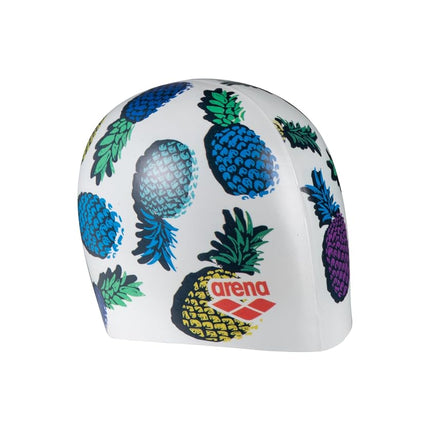 Arena HD Unisex Elastic Silicone Swim Cap for Adults, Training Water Sports Fitness Swimming Gear, Chlorine Protection Pool Hat for Frequent Use, Pineapples, One Size