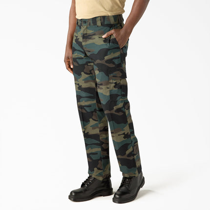 Pantalón cargo de sarga elástica recta regular para hombre Dickies, camuflaje verde cazador, 34 32, camuflaje verde cazador, 34W x 32L