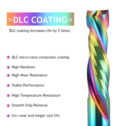 EU_HOZLY DLC Coating Up and Down Cutting 2 Flutes Spiral Carbide Router Tool CNC Router Compression Wood Shank 6mm Cutting Diameter 25mm CEL