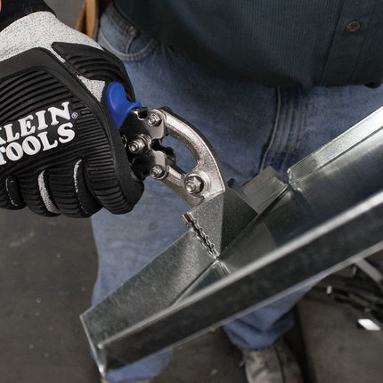 Klein Tools 86524 Engatilladora de mano, engatilladora de metal descentrada tiene mordaza de 7.6 cm, dobla acero de calibre 22 y acero inoxidable de calibre 24