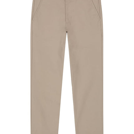 Nautica Boys School Uniform Twill Khaki Pants, Flat Front & Elasticized Waistband, Zipper Closure with Faux Button, Khaki, 16
