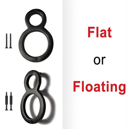 NACH Floating House Numbers, 6 inch Aluminum Black House Numbers for Outside - Number 8, Door Numbers with Mounting Hardware
