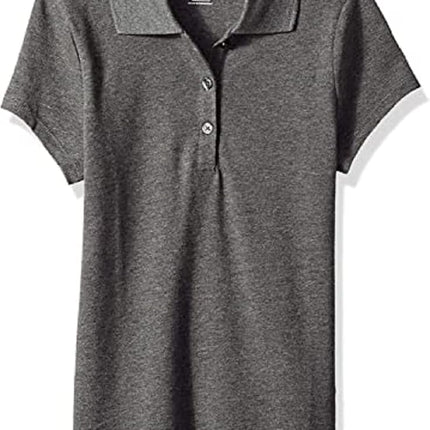 The Children's Place Girls' Uniform Pique Polo, Dark Heather Gray, XX-Large