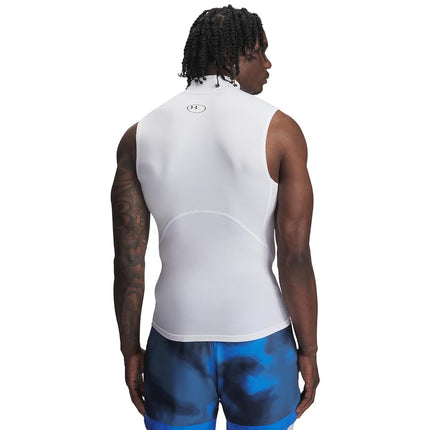 Under Armour UA HG Armour Comp Mock SL - Sleeveless - Tops - White/Black - Size: LG
