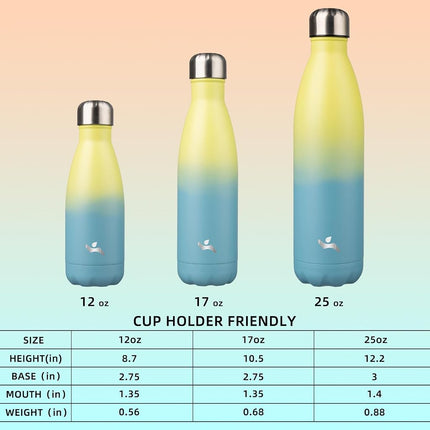 Konokyo Insulated Water Bottles,12oz Double Wall Stainless Steel Vacumm Metal Flask for Sports Travel,Sandy Beach
