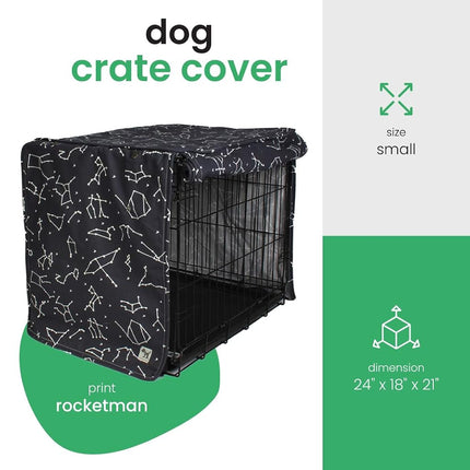 Molly Mutt Rocketman 24-inch Dog Crate Cover, Small Kennel Cover Measures 24” x 18” x 21”, Two Panel Doors Roll Up, Made from Machine-Washable 100% Cotton that is Durable, Breathable & Pre-shrunk