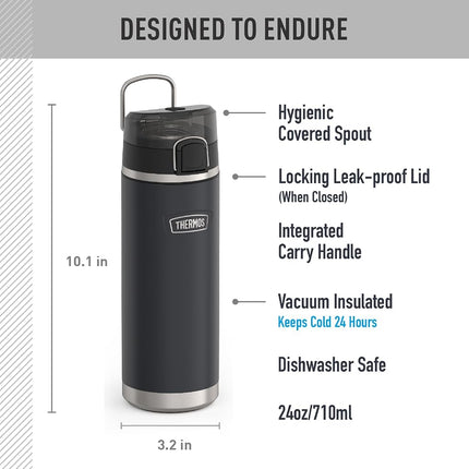Thermos ICON Series by Stainless Steel Water Bottle with Spout 24 Ounce, Granite