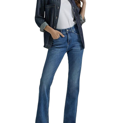 Lee Women's Ultra Lux Comfort with Flex Motion Bootcut Jean, Indigo Facet, 22 Short
