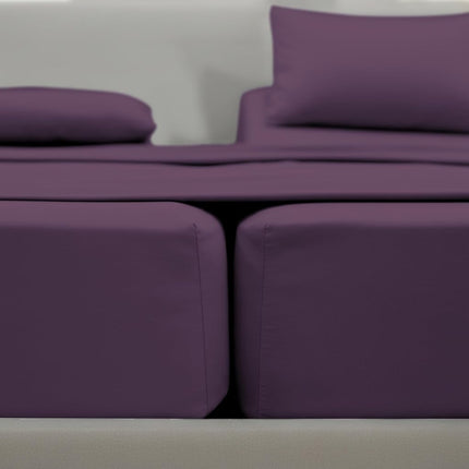 Elegant Comfort Luxurious 1500 Premium Hotel Quality Microfiber Three Line Embroidered Softest 5-Piece Bed Sheet Set, Wrinkle and Fade Resistant, Split King, Purple