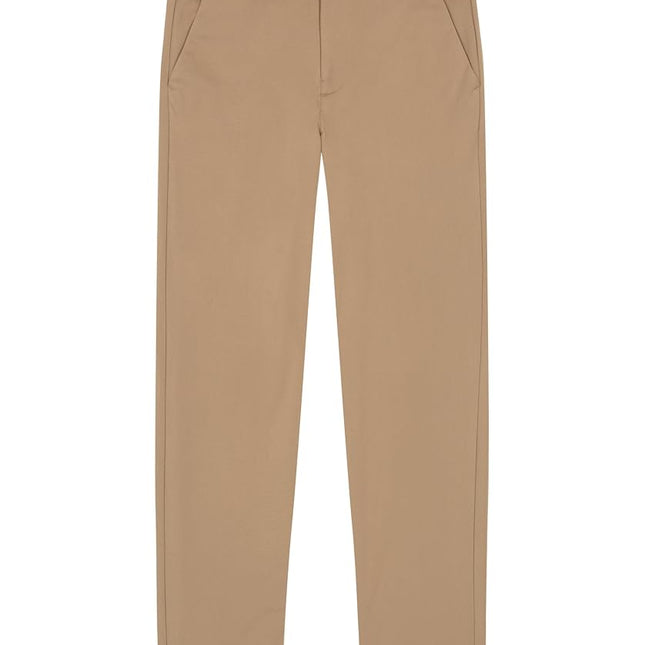 Nautica Boys' School Uniform Flat Front Warp Knit Pant, Burnished Khaki, 12