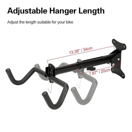 CYFIE Bike Wall Mount Garage Rack Hanger, Adjustable Horizontal Bicycle Garage Storage Hooks Indoor Bike Hook Holder for Haning Mountain Road Hybrid Bike in Apartment (2 Pack)