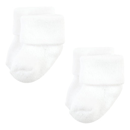Hudson Baby Unisex Baby Cotton Rich Newborn and Terry Socks, Solid Gray White, 0-6 Months, Solid Gray White, 0-6 Months