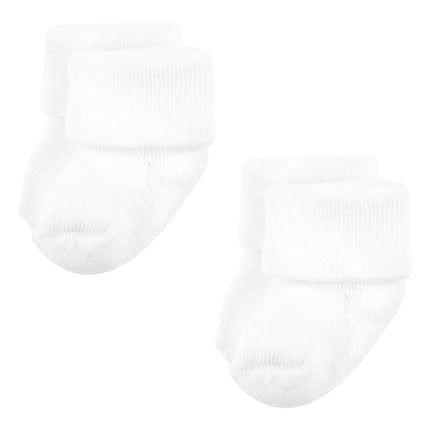 Hudson Baby Unisex Baby Cotton Rich Newborn and Terry Socks, Solid Gray White, 0-6 Months, Solid Gray White, 0-6 Months