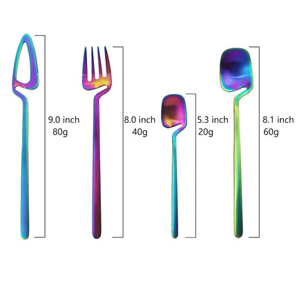 JASHII Silverware Set Satin Finish 24-Piece Stainless Steel Flatware Set Kitchen Utensil Set Service for 6 Tableware Cutlery Set Dishwasher Safe (Matte Rainbow)