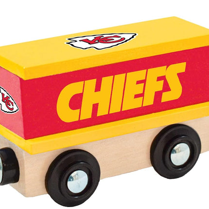 MasterPieces NFL Kansas City Chiefs Vagón de tren de juguete de madera real, 16.5 cm x 14 cm x 5 cm