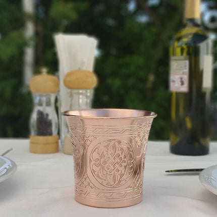 Dede Copper - CC Series (20 oz) - Handcrafted Super Heavy Weight Drinking Cups or Serving Cold Beverages and Cocktail Mugs, Handmade Unlined Uncoated Pure Solid Copper Tumblers (Engraved)