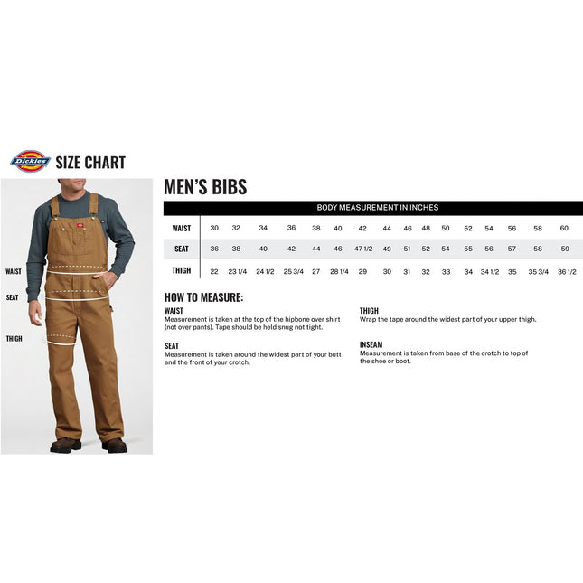 Dickies Mens Tradebuilt Wax Coated Canvas Double Front Bib, Brown Duck, Medium