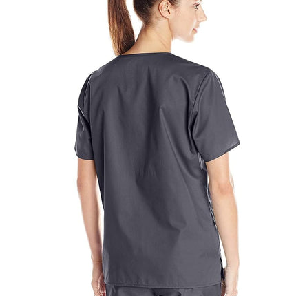 WonderWink Women's Plus-Size Wonderwork V-Neck Scrub Top, Pewter, 3X-Large