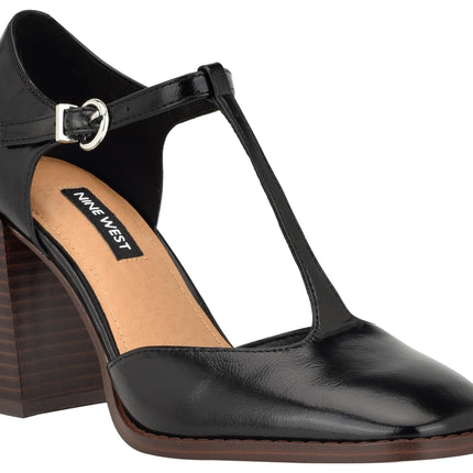 NINE WEST Women's Janky Tstrap Heels, Black 001, 9