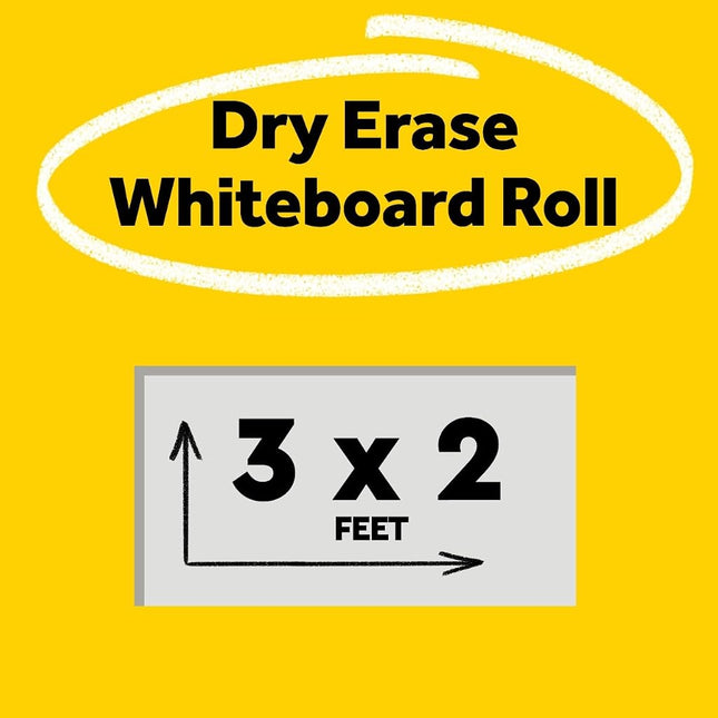 Post-it Dry Erase Whiteboard Film Surface for Walls, Doors, Tables, Chalkboards, Whiteboards, and More, Removable, Stain-Proof, Easy Installation, 3 ft x 2 ft Roll, White, 3 x 2 Feet (DEF3x2)