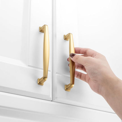 KOOFIZO 10 Pack 5 Inch Brushed Gold Kitchen Cabinet Pulls Brushed Gold Cabinet Handles Gold Cabinet Hardware for Kitchen Cabinets 1817 Drawer Dresser Cupboard Bedroom
