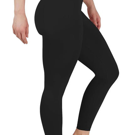 Yogalicious High Waist Ultra Soft Nude Tech Leggings for Women, Black Nude Tech 28", M
