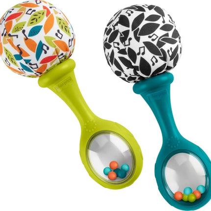 Fisher-Price Newborn Toys Rattle ‘n Rock Maracas, 2 Soft Musical Instruments for Developmental Play Babies Ages 3+ Months, Neutral Colors