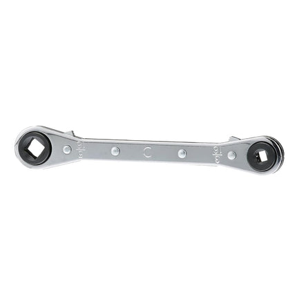 KLEIN TOOLS 68310 Ratcheting Refrigeration Wrench, Made in USA, Reversible Wrench with 3/16 and 5/16-Inch Square and 1/4 and 3/8-Inch Square Sizes