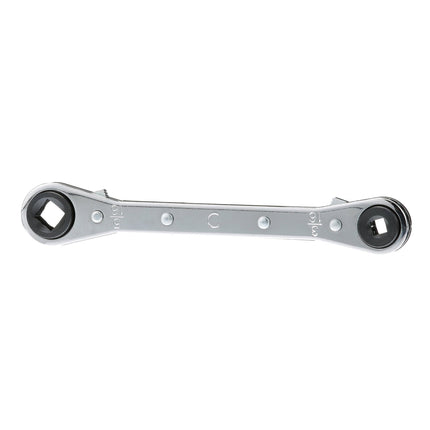 KLEIN TOOLS 68310 Ratcheting Refrigeration Wrench, Made in USA, Reversible Wrench with 3/16 and 5/16-Inch Square and 1/4 and 3/8-Inch Square Sizes