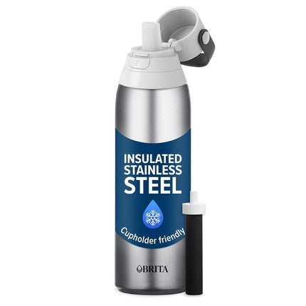 Botella de agua filtrada Brita con aislamiento y pajita, reutilizable, plástico sin BPA, Sea Glass, 768 ml