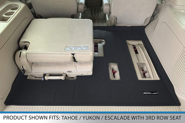 SMARTLINER Tapis de coffre sur mesure tous temps, noir, pour Tahoe/Yukon/Escalade 2007-2014 avec 3ème rangée de sièges