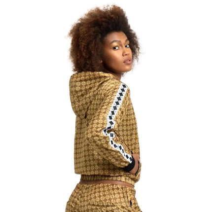 Arena Women's 50th Anniversary Hooded Crop Jacket, Gold Multi-Black-White, XS
