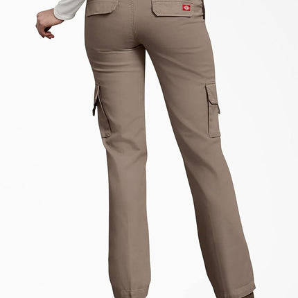 Dickies Women's Relaxed Fit Cargo Pants, Rinsed Pebble Brown, 6