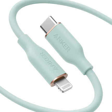 Anker Powerline III Flow, USB C to Lightning Cable for iPhone 12 Pro/11/X/XS/XR/ 8 Plus, AirPods Pro, (6ft) [MFi Certified] Supports Power Delivery, Silicone(Charger Not Included) (Mint Green)