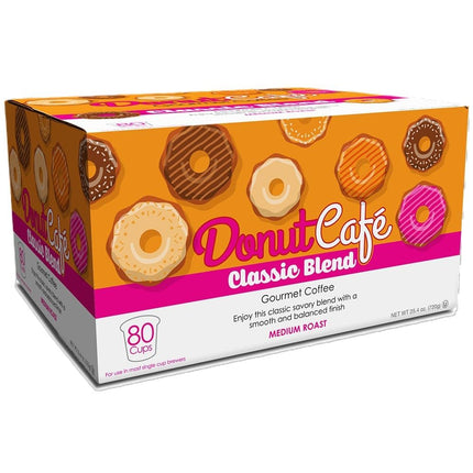 Cápsulas de café de una sola porción Donut Café para cafeteras Keurig K Cup, mezcla clásica, tueste medio, 80 unidades