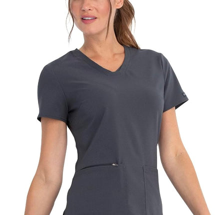 Cherokee Women's V-Neck Top Medical Scrubs Shirt, Pewter, XL