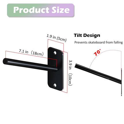 Lhysn Skateboard Wall Mount Skateboard Hanger Skate Deck Display Holder Skateboard Hook Ski Rack for Garage Longboard Rack Snowboard Storage (4pcs)