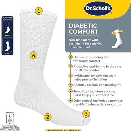 Dr. Scholl's Men's Dx-dsm22037-wht Casual Sock, White, One Size (Pack of 4)